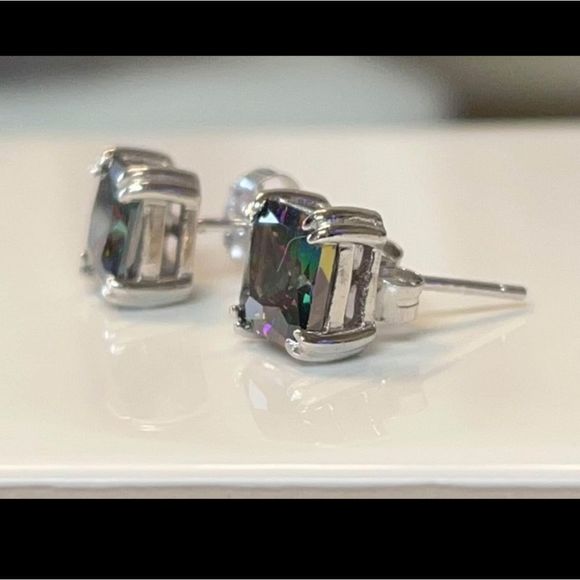 Sterling Silver 925 solid square cut 2ct alexandrite stud boho stunning new - Picture 5 of 7